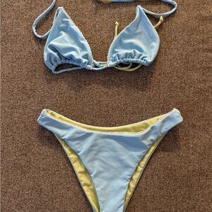 Light Blue & Pale Yellow Reversible Bikini Set